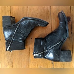 Black Vera Gomma/Aquatalia Leather Ankle Boots